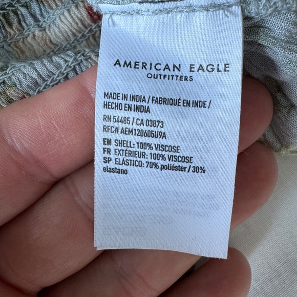 American Eagle Smocked Tube Top Ruffle Hem Blue Floral Medium Festival Y2K - Picture 11 of 14